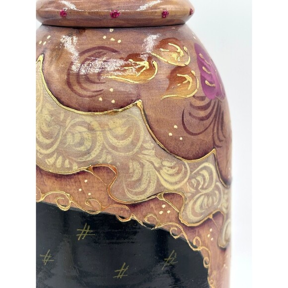 Vintage Matryoshka Russian Hand Painted Doll Vodka Wood Bottle Holder Artisan - Picture 10 of 16